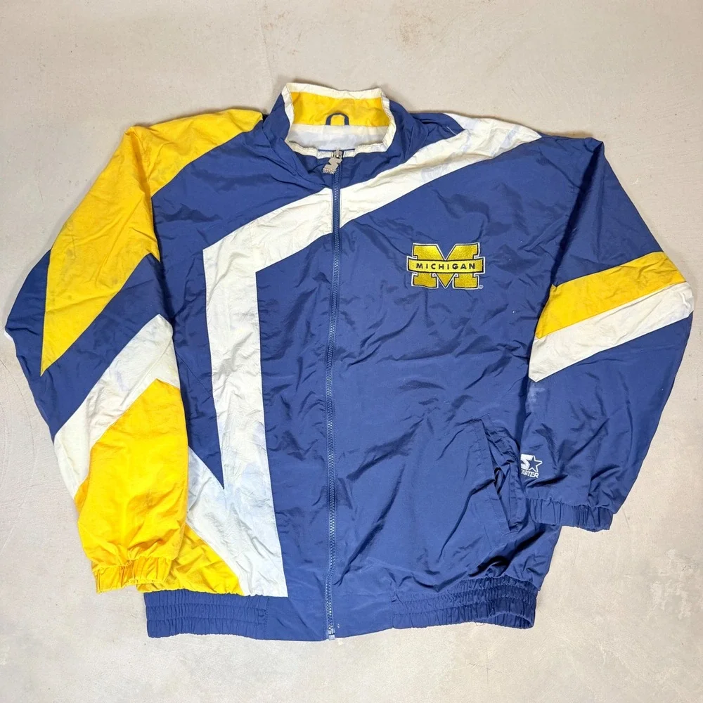 Vintage 90s Starter Michigan Wolverines Windbreaker Jacket Mens Large 90s